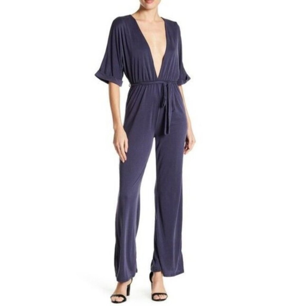 Deep V-Neck black jumpsuit